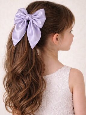 Lilac Satin Hair Bow Clip